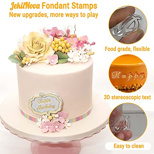 4PCS Alphabet Cake Stamps for Biscuit Fondant Cookie, Cute Fondant Stamp - color: Clear 1