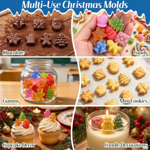 2Pcs Christmas Chocolate Molds, 84-Cavity Mini Christmas Silicone Molds - color: Blue(Christmas)