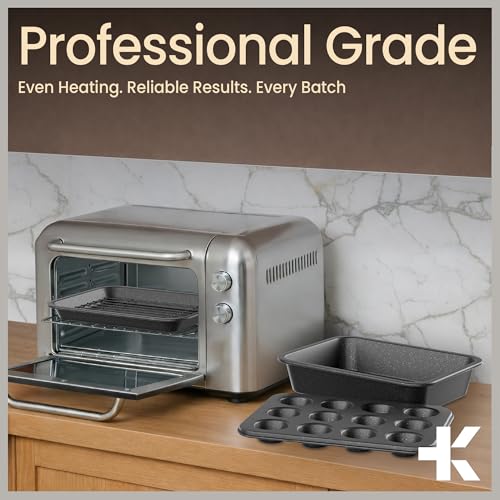 Bakken 4-Piece Bakeware Sets, Nonstick Carbon Steel Baking Sheet, Stackable Space-Saving Bakeware, Dishwasher Safe, Stain-resistant, PFOA, PFOS, & PTFE Free, Oven Safe Up To 450°F, Gray Marble - color: Gray Marble