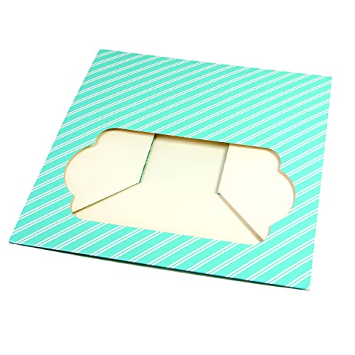 Global Sugar Art 14x10x5 Inch Quarter Sheet Box with Window, Blue, 5-Count - color: Blue Stripe