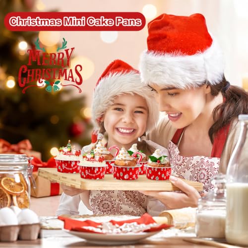 Christmas Mini Cake Pans with Lids, 5oz Round Mini Cake Tins, 60Pack - color: Christmas Color 60Pcs