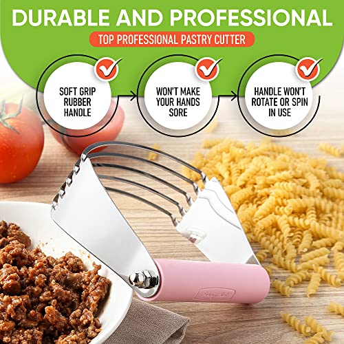 Spring Chef Large Dough Blender For Baking - Pro Pastry Blender - Pink - color: Pink Lemonade, size: 4" Large