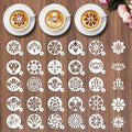 Sitsink Mandala Flower Coffee Stencils - 25 Pcs Stencils for Cookies Sourdough Bread Decor, Reuable Template for Crafts Floral Design - style: flower coffee