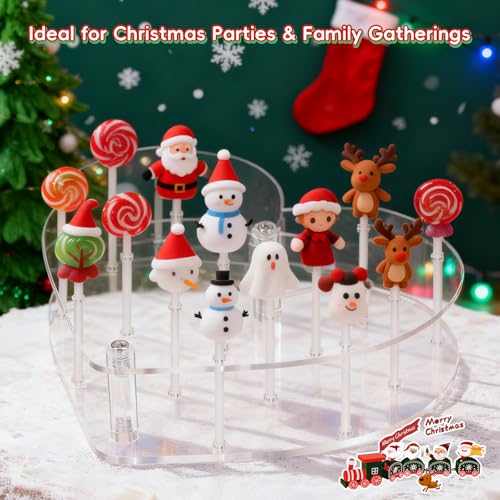16-Hole Heart Cake Pop Stand, Clear Acrylic Lollipop Holder