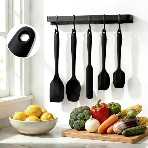 5 Pieces Silicone Spatula Set - color: Black
