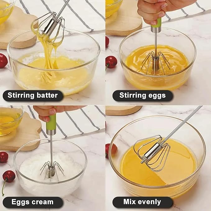 Stainless Steel Eggbeater,egg scrambler,hand mixer, Rotating Semi-Automatic Eggbeater, Allows you to stir Easily Without Feeling Tired, Used for Making Cream of Egg Beater