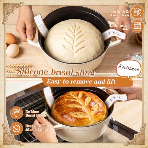 Sourdough Starter Kit with Banneton Proofing Basket, Starter Jar and Tools - color: Brown