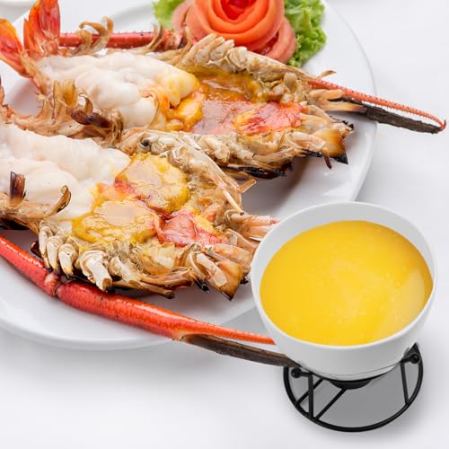 Luvan 4Pcs 14.2oz Butter Warmers for Seafood, Butter Melter with Stands and 20Pcs Tealight Candles,Ceramic Butter Warmer Set for Lobster, Personal Fondue Set Melted Butter Cups for Seafood, Fondue - color: 12.8oz big butter warmer