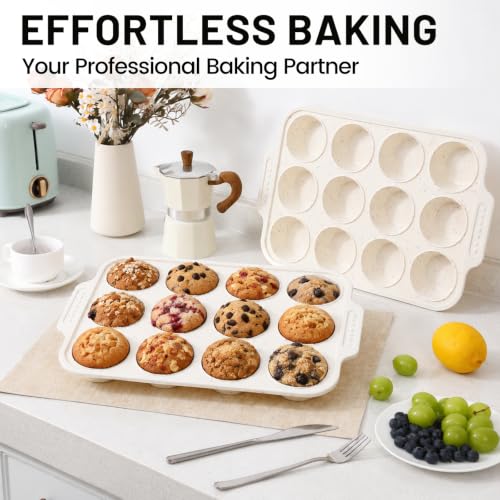 Vinino Silicone Muffin Pan with Reinforced Frame, Nonstick Cupcake Pan - size: Regular: 12-Cup x 1 Pcs