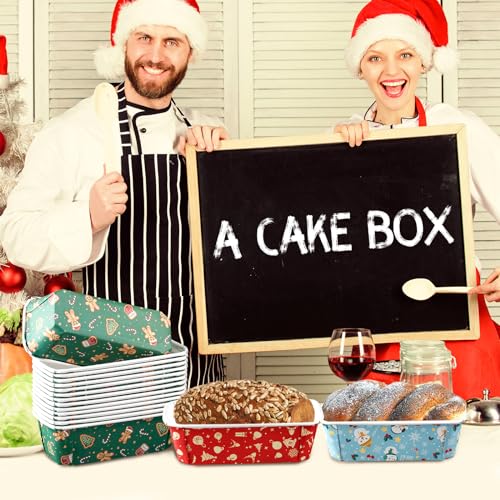 Maxcheck 40 Sets Christmas Loaf Pan with Lid Paper Disposable Baking Pans