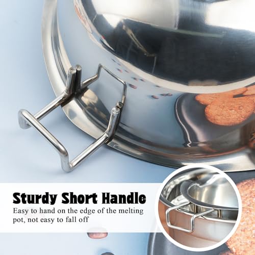 2Pcs 600ml/20oz Stainless Steel Double Boiler Pot with 2 Metal Spoon, Chocolate Melting Pot for Melting Chocolate Butter Cheese Candle and Wax Making Kit Double Spouts - size: b. 600ml/20oz