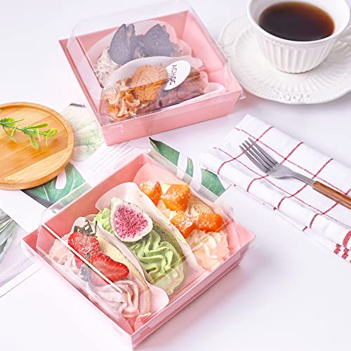 Ocmoiy Charcuterie Boxes with Clear Lids, 5 Inches, 100 Pack, Pink - color: Pink