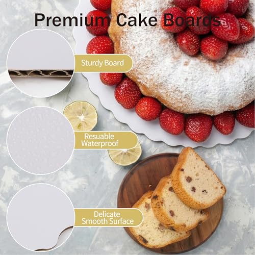 10 Inch Round White Scalloped Cake Boards 30 Packs