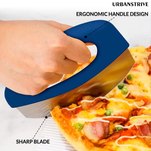 Pizza Cutter with Blade Cover Stainless Steel Upgrade Sharp Blade Dark Blue - color: Dark Blue