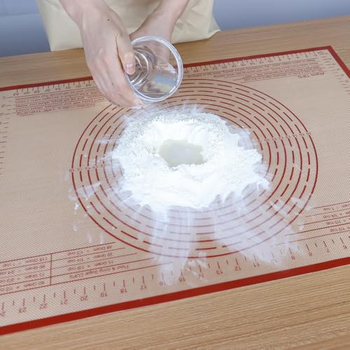 Silicone Pastry Mat 34X26 inch Baking Mat Large Dough Mat with Measurements - color: Red, size: 26"L x 34"W