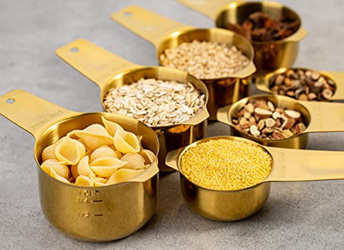 7-Piece 18/8 Stainless Steel Measuring Cups Set, Gold - color: Gold, size: 7 Piece
