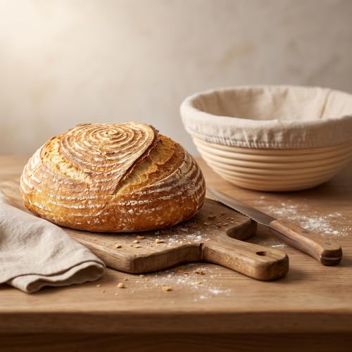 MANCHAP 4 Pcs 9 Inch Bread Proofing Basket, Round Dough Proofing Bowls and Liners for Sourdough Baking, Bread Rising, 23 x 8 cm