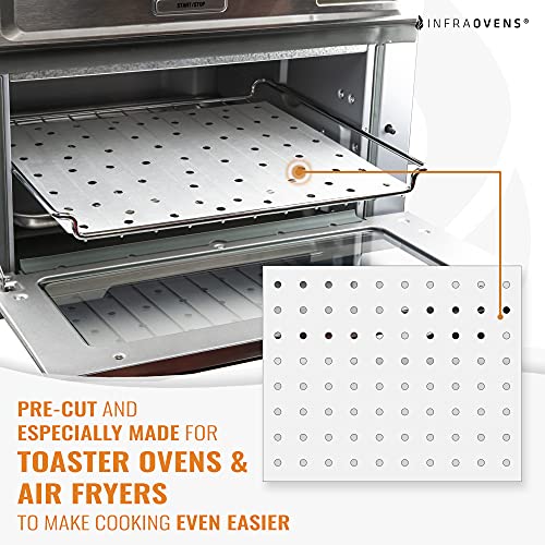 Parchment Paper Sheets for Toaster Oven Air Fryer 10 x 12 Compatible with Cuisinart, Breville, Black and Decker + More, Precut Perforated Non-Stick Oven Liners for Baking, Cooking, Dehydrator - size: 10 x 12