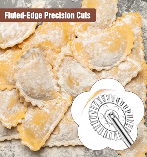 2Pcs Pie Crimper, Fluted Pastry Wheel with Fluted Edge