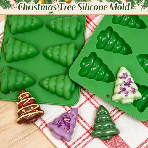 3D Christmas Tree Silicone Mold, 2Pcs Christmas Tree Cake Molds - color: 2Pcs Green