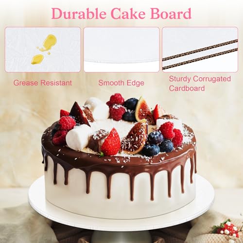 10 Inch Cake Drum, Cake Boards 10 Inch Round, 1/4" White 8in 10in 12in 14in Cake Drums Cardboard Base Board Circles for Pizza Wedding, 2 Pack - size: 10 Inch