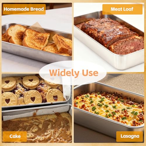 AKOLAFE 4 Pack Stainless Steel Loaf Pan Large 12.5”x5.5” Banana Bread Pan for Homemade Bread Loaf Pans for Baking Bread Tin Long Sourdough Bread Baking Pan Metal Sandwich Loaf Bread Pans for Meatloaf