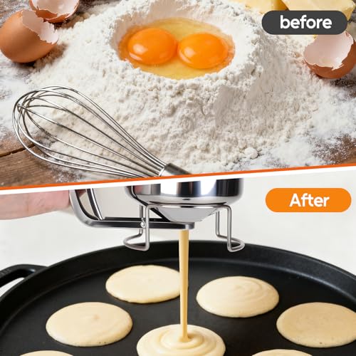 32oz 900ml Stainless Steel Pancake Batter Dispenser with Handle, Scale