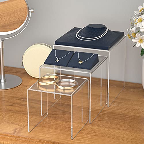 HIIMIEI Clear Acrylic Display Risers 2 Sets - size: 5"x6"x7"