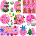 Christmas Silicone Molds Mini Xmas Fondant Molds Snowflake Chocolate Candy Soap Cake Mold Christmas Tree Reindeer Holly Leaf Baking Molds for New Year Party Cupcake - style: Xmas Molds
