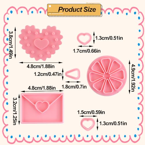 3pcs Mini Heart Cookie Cutter Set Lemon Envelope Heart Cookie Cutters for Kids & Adults Wedding Plastic 3D Cookie Cutters Set Fondant Stamp Biscuit Moulds DIY Baking Tool