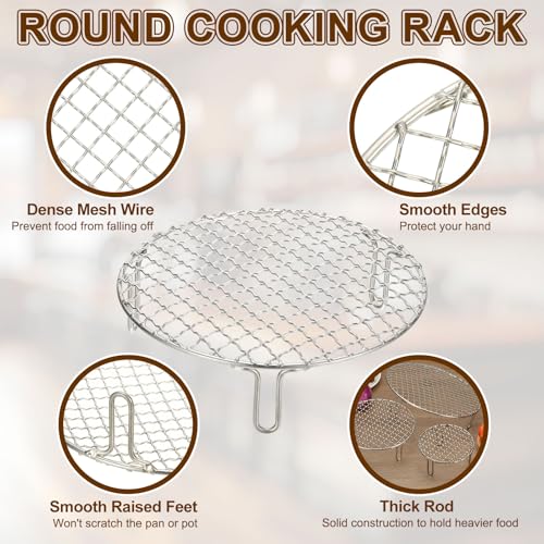 uxcell 11 Inch Round Cooking Rack, Stainless Steel Canning Racks with Legs, Barbecue Mesh Grill for Baking Cooling Steaming Cookware - size: 11 Inch