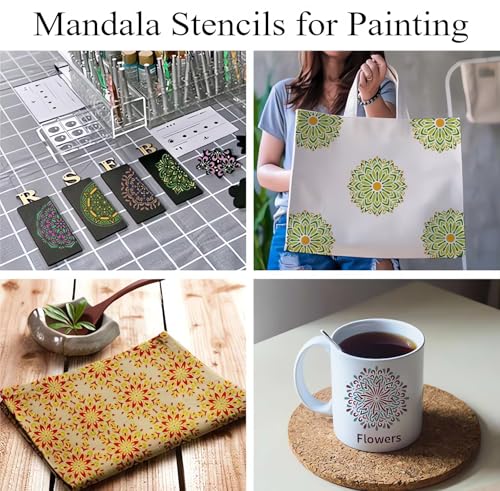 Mandala Stencils for Painting, 64 Pcs 5 Inch for Wood Signs Canvas - color: Mandala