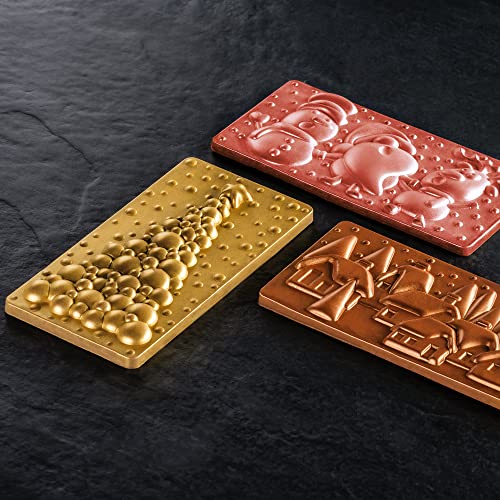 Pavoni PC5038 Polycarbonate Chocolate-Bar Mold with Three Xmas-Village Cavities, Each 77mm x 154mm x 10mm High - color: Xmas Village