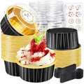 Round Mini Baking Tins with Lids, 5oz Disposable Small Cake Pans, Black - color: Black Gold 30pcs