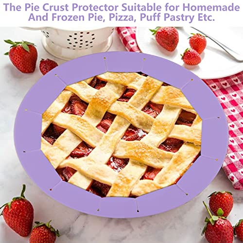 Heavy Duty Silicone Pie Crust Shield Edge Protector Fit 8-10.5 Inch Pie Pan - color: Purple