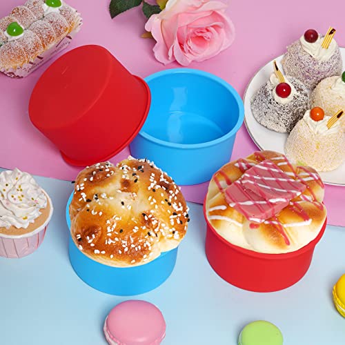 12pcs Silicone Cake Mold Baking Round Cake Molds 4 Inch Non-Stick Baking Pan Kitchen Silicone Cake Molds for Baking(Red, 4inch) - color: Red