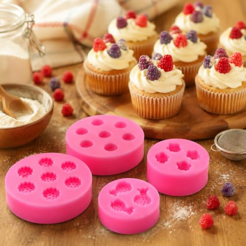 Fumwase 4PCS Mini 3D Fruit Fondant Silicone Molds