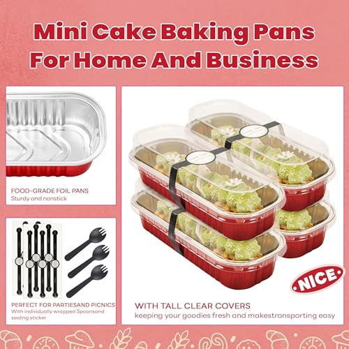 NPLUX Mini Halloween Baking Pans with Lids, 6.8oz 60 Pack Red for Parties - color: Red