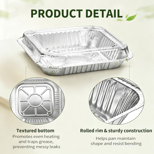 8x8 Aluminum Foil Pans with Clear Lids 20 Pack - Cake Baking Pans