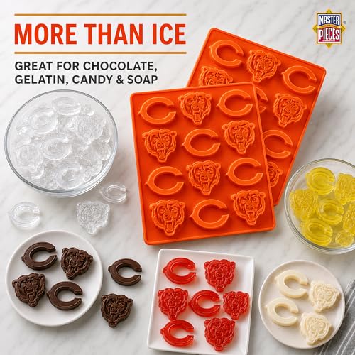 MasterPieces Game Day Set - FanPans NFL Chicago Bears - Silicone Ice Cube Trays Two Pack - Dishwasher Safe - style: Chicago Bears