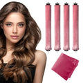 Seritant Heatless Curls Overnight with Satin Head Scarf, Velvet Hair Rollers for Blowout Look, No Heat Curling Rod for Long Thick Hair, Soft Sleep In Flexi Rods - color: Rose