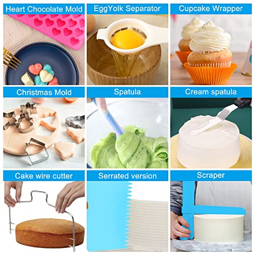 Cake Decorating Kit, 748 Pcs Cake Decorating Supplies with 3 Springform Pans Cake Carrier Turntable Cupcake Liners Cake Topper Piping Bags Tips for Beginner Professional Easter mom Gifts