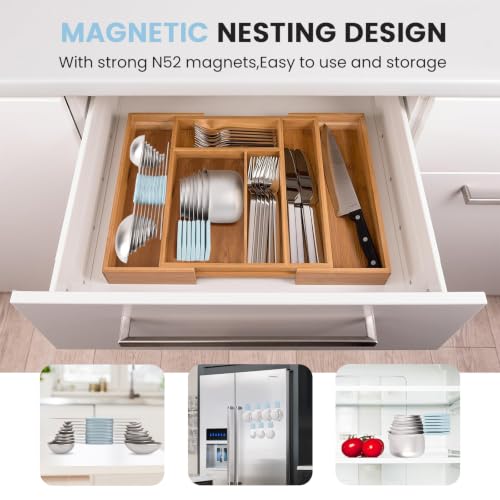 Magnetic Measuring Cups and Spoons Set-Heavy Duty 304 Stainless Steel - color: GLACIER BLUE