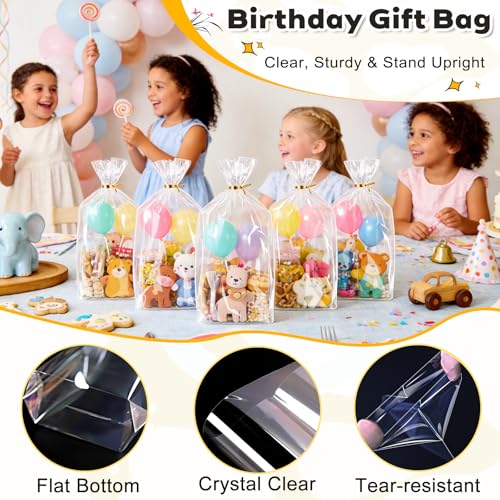 PigPotParty Cellophane Gift Bags 8x14 Inch, 100 Pack, Clear Goodie Bags - color: 8x14 Inch (Pack of 100)