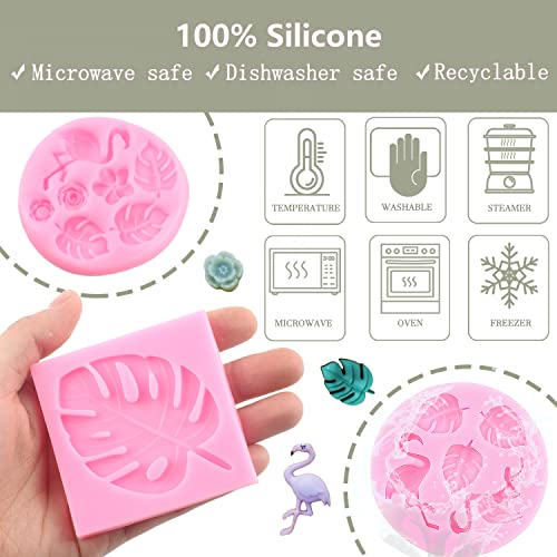 ZiXiang Tropical Leaf Silicone Molds Flamingo Fondant Mold Set Of 4 - color: Style D