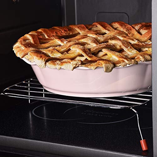 Bosmarlin Ceramic Pie Pan, 9 Inches Pie Dish, 50 oz, Pie Plate for Baking, Microwave, Oven Safe and Dishwasher safe (Pink, 9 inches)