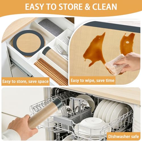 SenseYo 6 Pcs Silicone Baking Mat Non Slip Reusable BPA Free Silicone Rectangular Bakeware Sheet Liner for Cookies Pastry Bread Dough Prep Oven Counter (Gray) - color: Gray