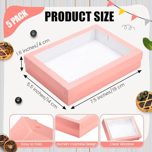 Sinload 10 Pcs Half Sheet Cake Box with Window & Board, Pink, 19x14x4 Inch - color: Pink, size: 19x14x4 Inch