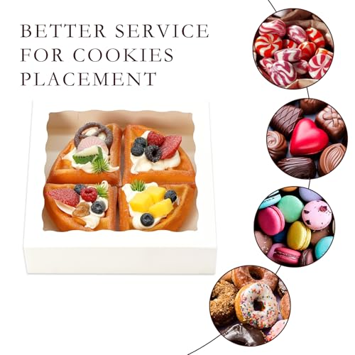 50 Pack Pie Boxes 8x8x2 Inch Bakery Boxes Cookie Box Treat Box - color: White