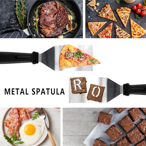 1Pc 9.8in Stainless Steel Spatula Heat Resistant Handle for BBQ Dessert - color: 1PC SOLID